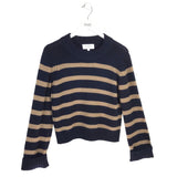 LA LIGNE RET$350 WOOL LONG SLEEVE DESIGNER SWEATER NAVY BROWN SMALL