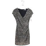 JOSEPH RIBKOFF RET$215 RUCHED CAP SLEEVE DESIGNER DRESS BLACK WHITE 2