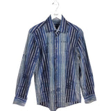 BUGATCHI LONG SLEEVE MEN SHIRT NAVY GRAY MEDIUM