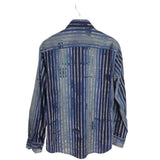 BUGATCHI LONG SLEEVE MEN SHIRT NAVY GRAY MEDIUM