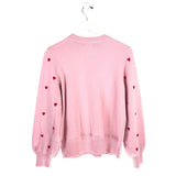 FATE EMBROIDERED LONG SLEEVE SWEATER PINK RED SMALL