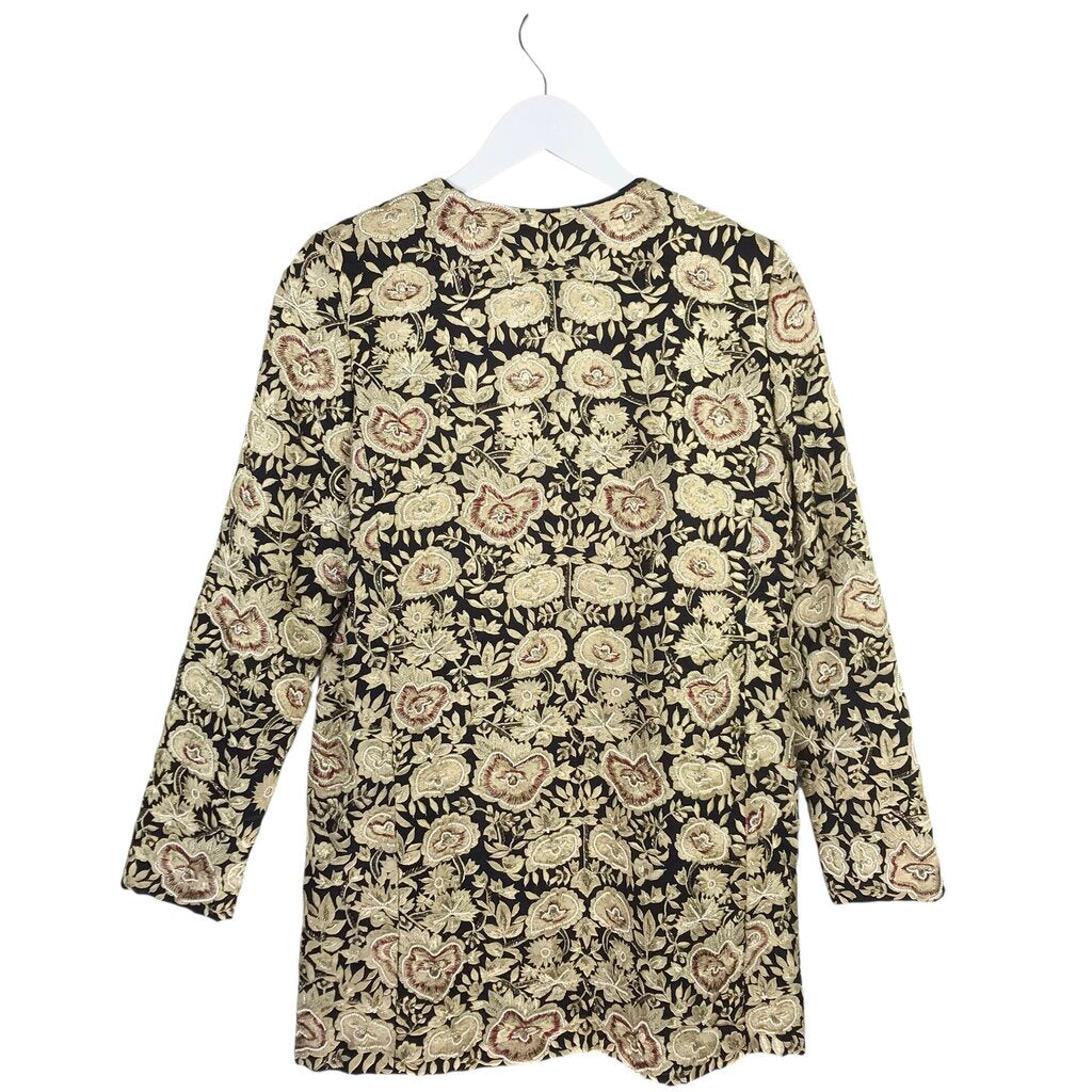 ALICE + OLIVIA BEADED EMBROIDERED DESIGNER JACKET GOLD BLACK SMALL