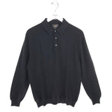 CASHEMRE POLO LONG SLEEVE MEN SWEATER BLACK MEDIUM