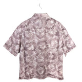 ZARA EMBROIDERED SHORT SLEEVE MEN SHIRT PURPLE WHITE MEDIUM