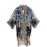 JOHNNY WAS NWT$665 MAXI FLORAL DESIGNER KIMONO BLUE RED XL