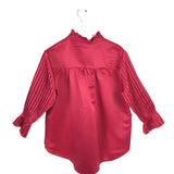 NWT$169 PLEATED LONG SLEEVE DESIGNER TOP MAROON MEDIUM