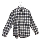 BANANA REPUBLIC LONG SLEEVE MEN SHIRT BLACK WHITE LARGE
