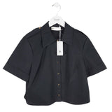 TORY BURCH NWT$298 SHORT SLEEVE DESIGNER BLOUSE BLACK 6