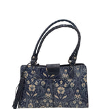 PATRICIA NASH SATCHEL HANDBAG NAVY CREAM 13”x8”x4.5”