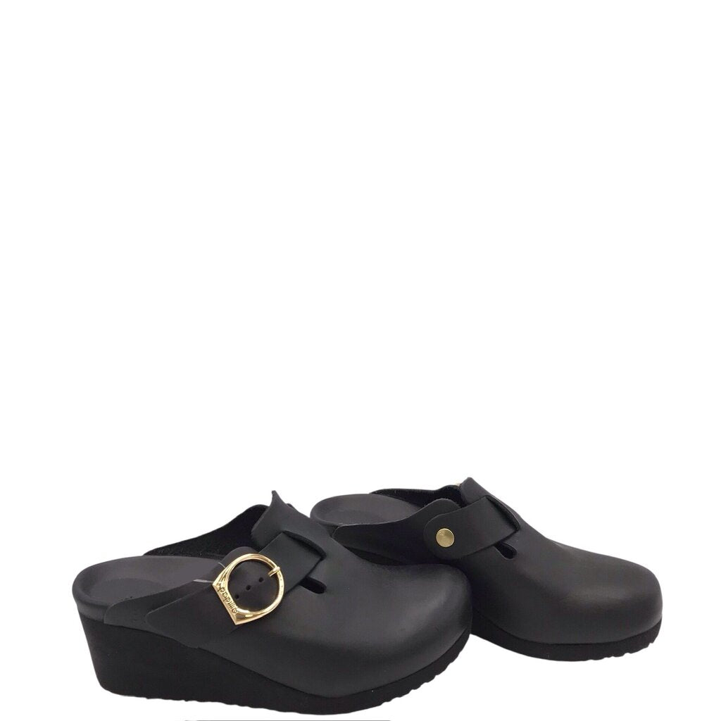 BIRKENSTOCK WEDGE MULE SHOES BLACK 9