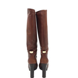 GUCCI LEATHER KNEE HIGH BOOTS LUXE BOOTS BROWN 7.5