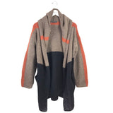 PERUVIAN CONNECTION LONG SLEEVE HOODIE SWEATER TAN BLACK XS/S