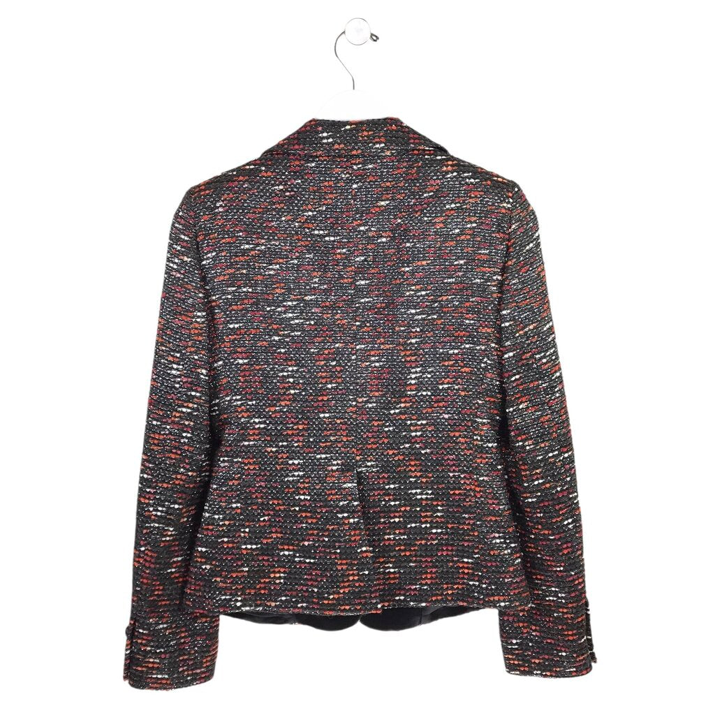 ARMANI COLLEZIONI TWEED BUTTON DESIGNER BLAZER SILVER ORANGE 6