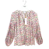 TANYA TAYLOR NWT$325 LONG SLEEVE DESIGNER TOP WHITE PURPLE 0