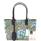 GUCCI GG SUPREME BLOOMS REVERSIBLE TOTE LUXE HANDBAG BLUE/WHITE