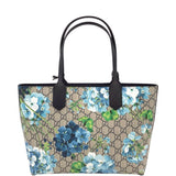 GUCCI GG SUPREME BLOOMS REVERSIBLE TOTE LUXE HANDBAG BLUE/WHITE
