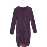 EILEEN FISHER WOOL/MOHAIR BLEND LONGLINE LONG SLEEVE DESIGNER CARDIGAN PLUM MEDIUM