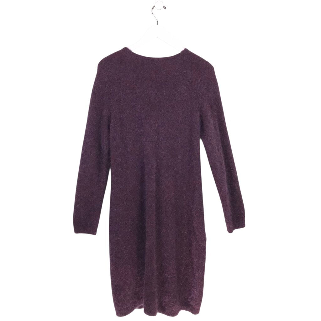 EILEEN FISHER WOOL/MOHAIR BLEND LONGLINE LONG SLEEVE DESIGNER CARDIGAN PLUM MEDIUM