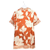 TORI RICHARD SHORT SLEEVE SILK DESIGNER DRESS ORANGE CREAM SMALL