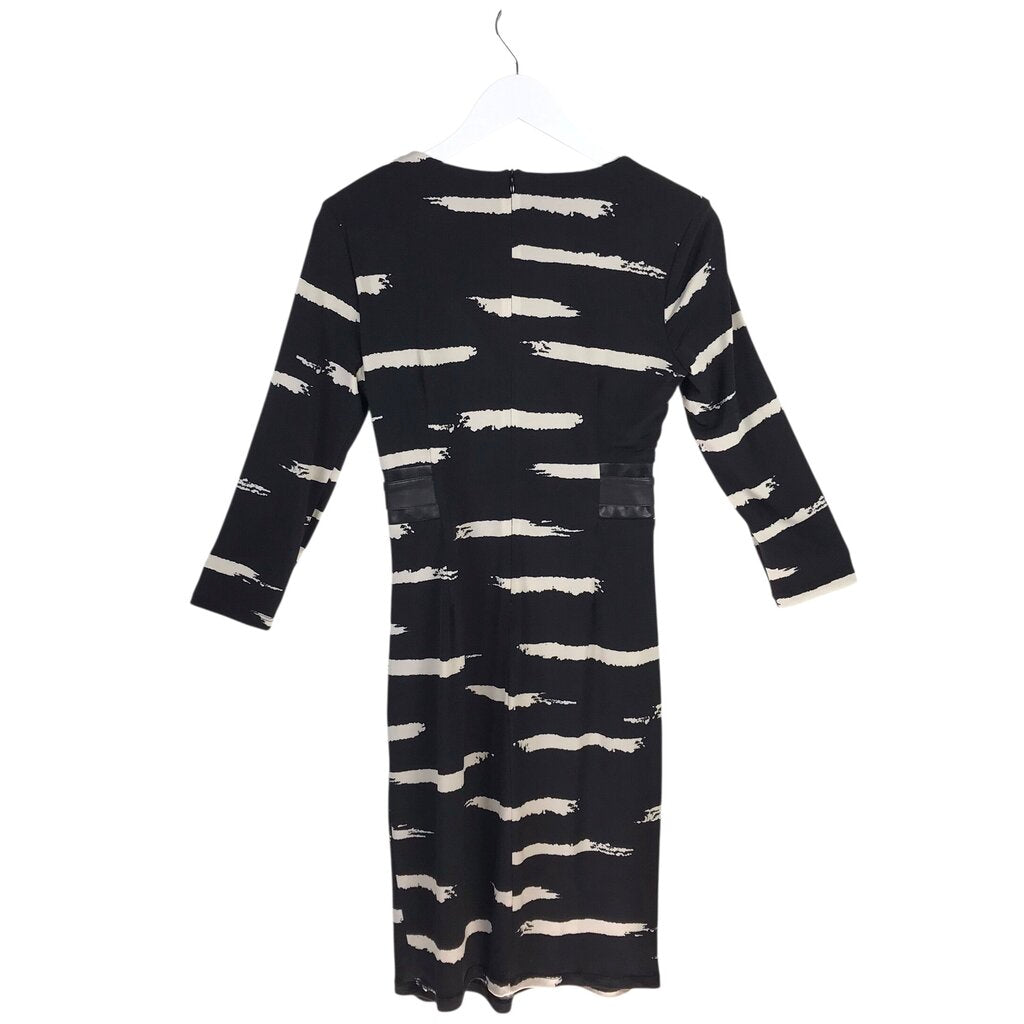 FRANK LYMAN 3/4 SLEEVE DESIGNER DRESS BLACK CREAM 4