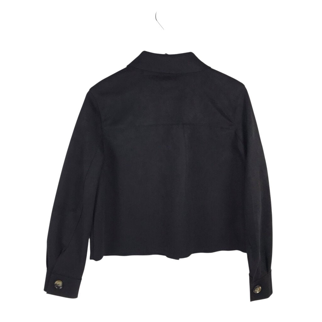 TAHARI NWT$78 FAUX SUEDE JACKET BLACK MEDIUM