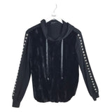 FAUX FUR HOODIE DESIGNER SWEATER BLACK MEDIUM