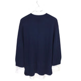 BROCHU WALKER NWT$398 WOOL/CASHMERE LONG SLEEVE DESIGNER SWEATER NAVY WHITE LARGE