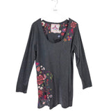 JOHNNY WAS EMBROIDERED LONG SLEEVE DESIGNER DRESS GRAY RED XLARGE