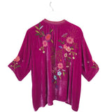 JOHNNY WAS VELOUR EMBROIDERED DESIGNER TOP PURPLE BLUE XLARGE