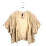 JOHNNY WAS EMBROIDERED SHRUG DESIGNER CARDIGAN SAND MEDIUM