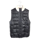 REBECCA MINKOFF RET$268 REVERSIBLE FAUX LEATHER SHERPA DESIGNER VEST BLACK CREAM LARGE