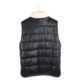 REBECCA MINKOFF RET$268 REVERSIBLE FAUX LEATHER SHERPA DESIGNER VEST BLACK CREAM LARGE
