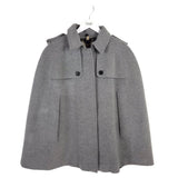 BURBERRY WOOL/CASHMERE BUTTON UP CAPE LUXE COAT GREY LARGE
