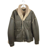 SALVATORE SANTORO REVERSIBLE LEATHER/ SHERPA MEN JACKET OLIVE CREME 54