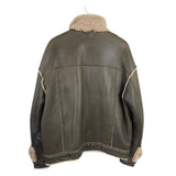 SALVATORE SANTORO REVERSIBLE LEATHER/ SHERPA MEN JACKET OLIVE CREME 54