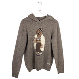 POLO RALPH LAUREN NWT HOODIE EMBROIDERED WOOL/CASHMERE BLEND DESIGNER SWEATER BEIGE LARGE