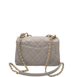 CHANEL LAMBSKIN QUILTED w/ BOX LUXE HANDBAG GREY 9”x5”