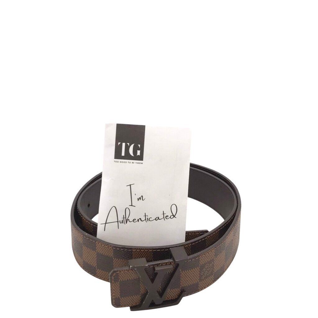 LOUIS VUITTON AS-IS DAMIER EBENE LV INITIALS LUXE MEN BELT BROWN