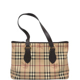BURBERRY HAYMARKET CHECK MED. REGENT TOTE LUXE HANDBAG BEIGE 8.5”x13.5”