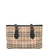 BURBERRY HAYMARKET CHECK MED. REGENT TOTE LUXE HANDBAG BEIGE 8.5”x13.5”