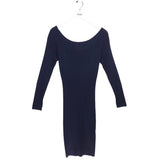 JASON WU TIE BACK RIBBED LONG SLEEVE DESIGNER DRESS NAVY LARGE