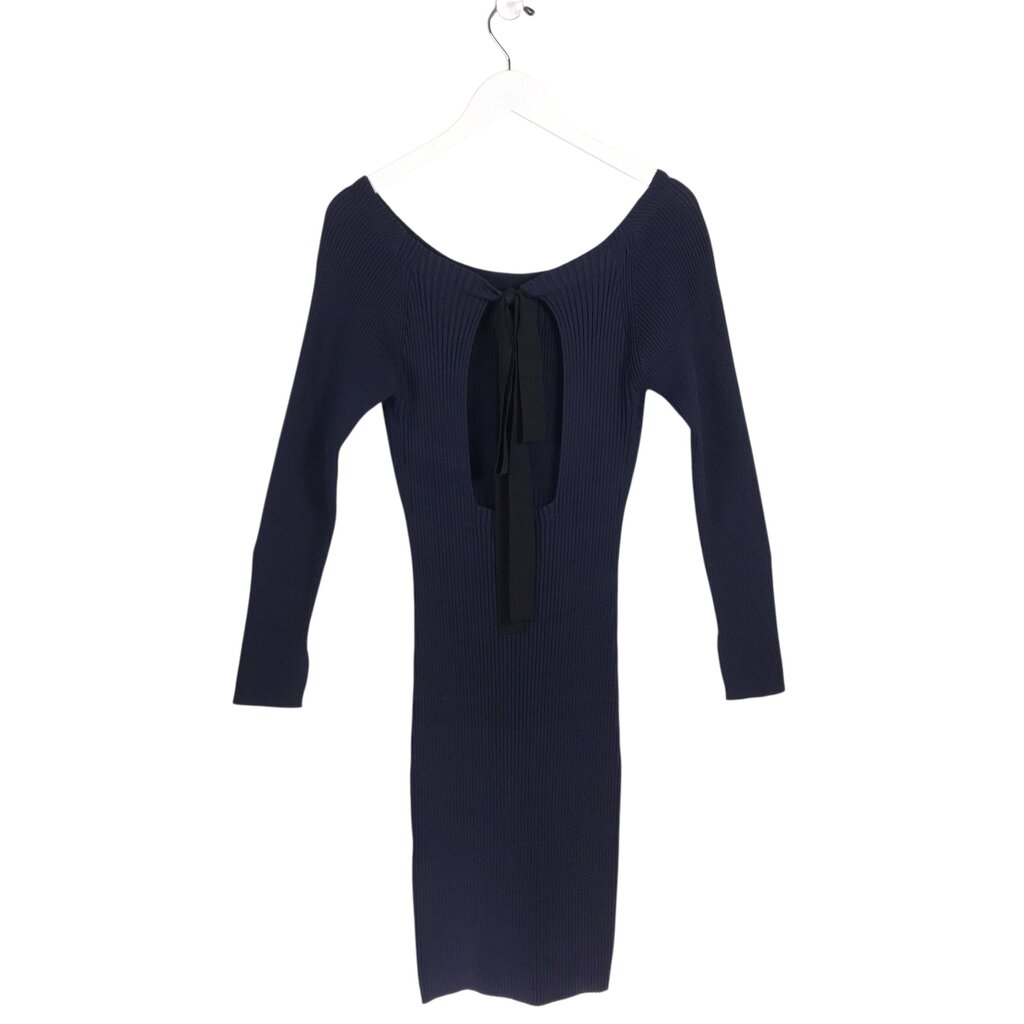 JASON WU TIE BACK RIBBED LONG SLEEVE DESIGNER DRESS NAVY LARGE