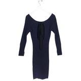 JASON WU TIE BACK RIBBED LONG SLEEVE DESIGNER DRESS NAVY LARGE