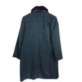 BANANA REPUBLIC NWT$328 FAUX FUR TRIM DESIGNER COAT TEAL BLACK MEDIUM