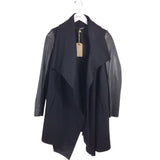 ALL SAINTS RET$699 WOOL LEATHER DESIGNER COAT BLACK 0