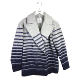 AVEC LES FILLES DOUBLE DREASTED STRIPE DESIGNER COAT GREY NAVY XSMALL