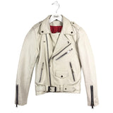 RET$435 LEATHER ZIP JACKET CREAM SMALL
