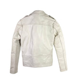 RET$435 LEATHER ZIP JACKET CREAM SMALL