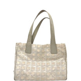 CHANEL TRAVEL LINE CLOTH TOTE LUXE HANDBAG TAUPE 11.5”x8.5”
