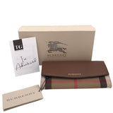 BURBERRY HOUSE CHECK PORTER CONTINENTAL LUXE WALLET BROWN 7.5x4x1
